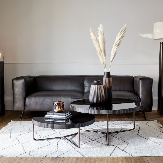 Fulham - Set of Two Round Coffee Tables with Black Tinted Glass