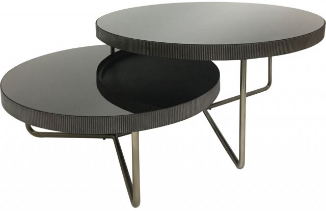 Knightsbridge Round Coffee Table with Black Tinted Glass