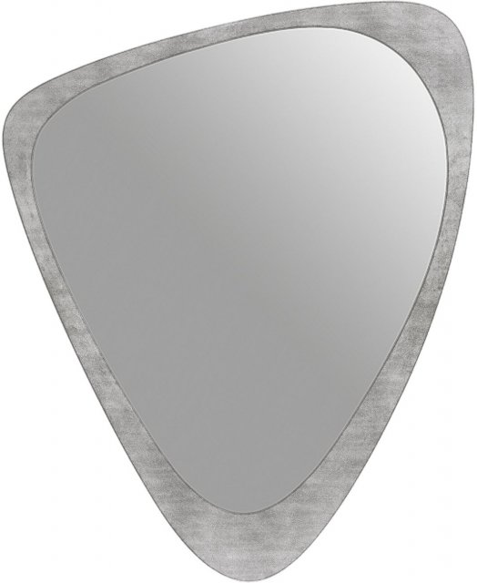 Matera Iron Framed Abstract Small Wall Mirror In Brushed Grey Finish
