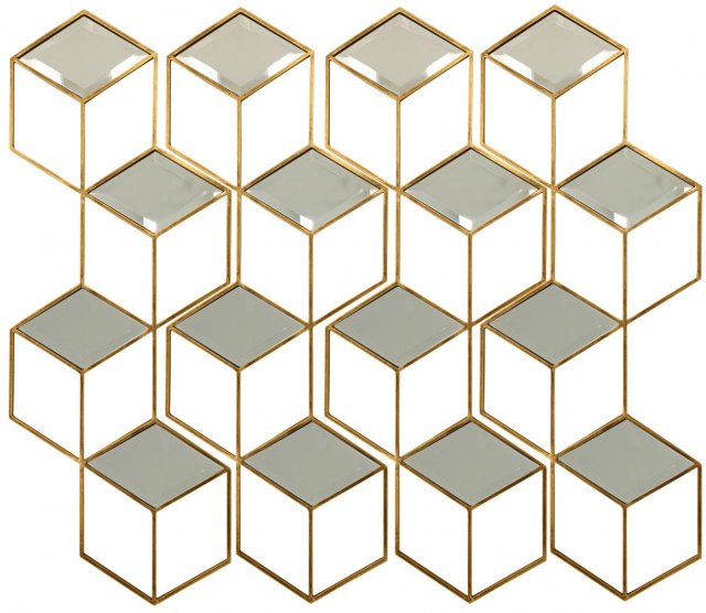 Hexagonal Mirror Set In Aged Champagne Finish