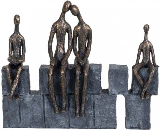 Family of Four Sitting on Blocks in Antique Bronze Finish