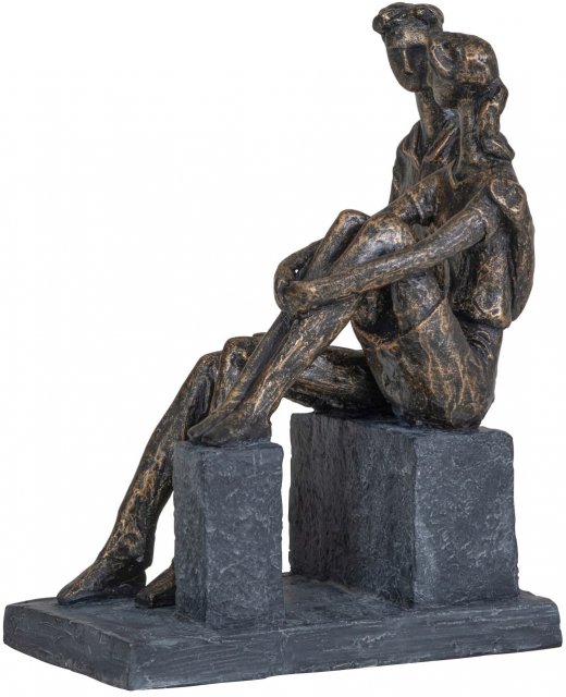 Couple Sitting on a Block in Bronze Finish