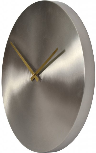 Minimalist Brushed Silver Wall Clock with Brass Hands 38cm