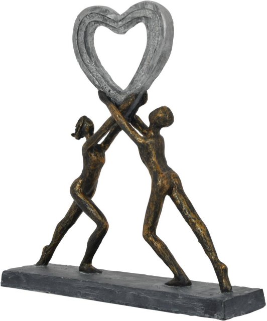 Uplifting Love Couple with Heart Resin Sculpture