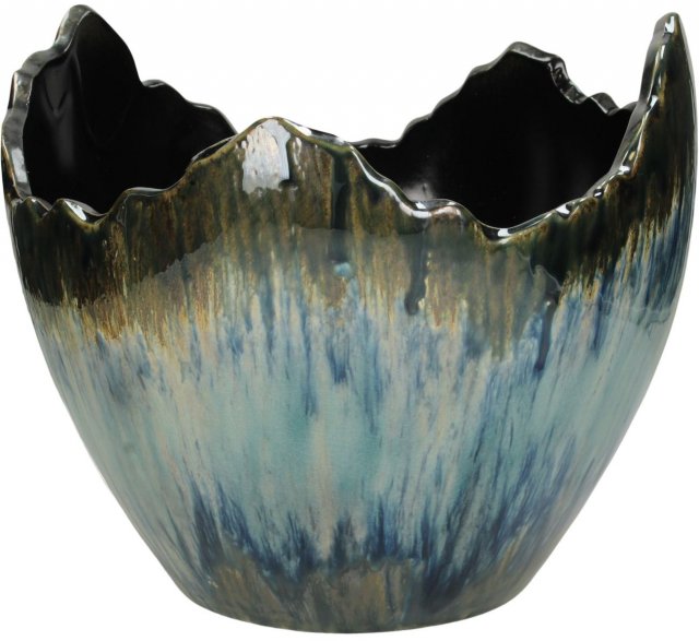Pacific Ceramic Planter In a Blue Finish