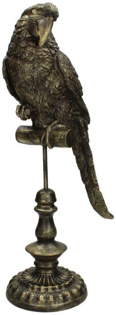 Parrot on Stand in Antique Gold Finish