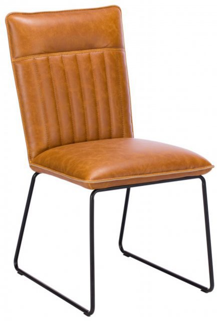 Cooper Dining Chair In Tan Faux Leather, Tan Leather And Metal Dining Chairs