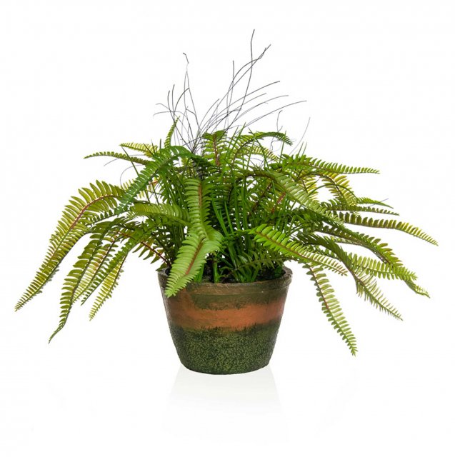 Artificial Fern in a Vintage Faux Terracotta Pot