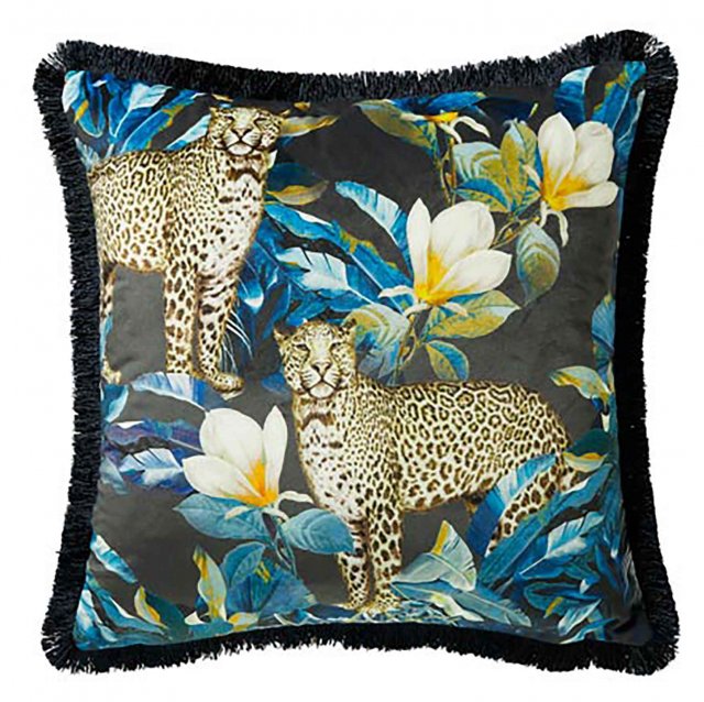 Cheetah Square Scatter Cushion Navy and Grey