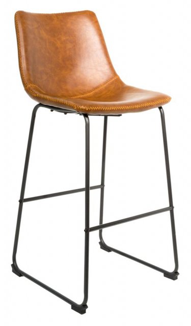 Calvi Bar Stool In Tan Faux Leather