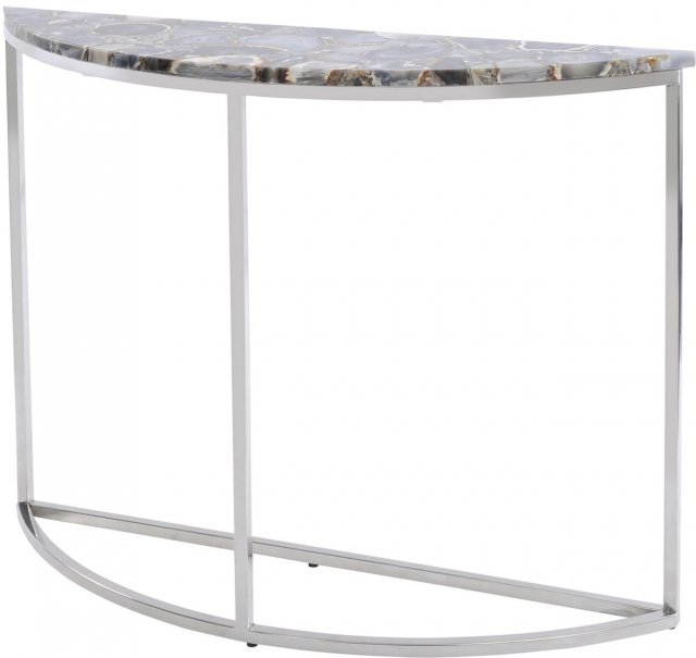 Agate Crescent Console Table on Nickel Frame