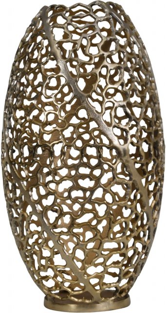 Coral Aluminium Barrel Vase in a Gold Finish