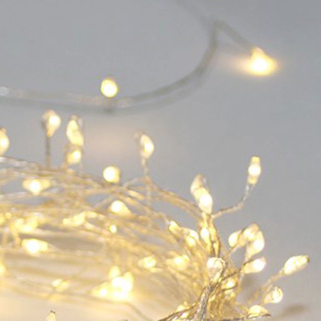 Silver Cluster - 80 Warm White LED Light Chain - Battery/Timer Operated