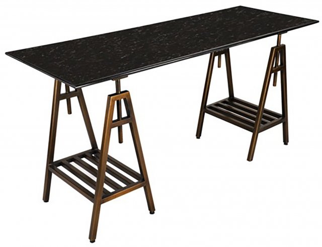 Asscher Black Granite Console Desk