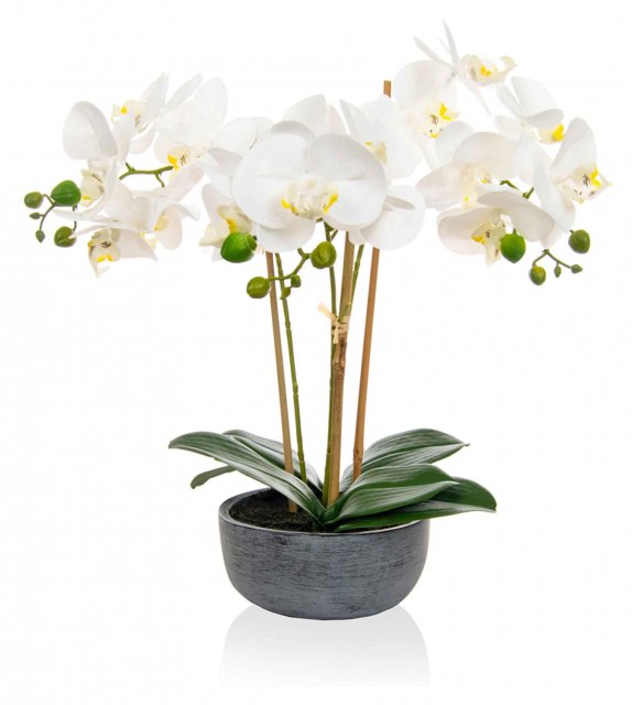 Artificial Phalaenopsis Real Touch White Orchid In Pot