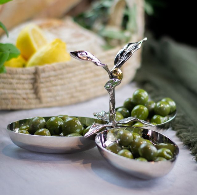 Olive Three Section Serving Dish