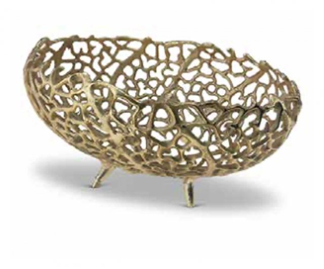 Small Gold Finish Coral Basket