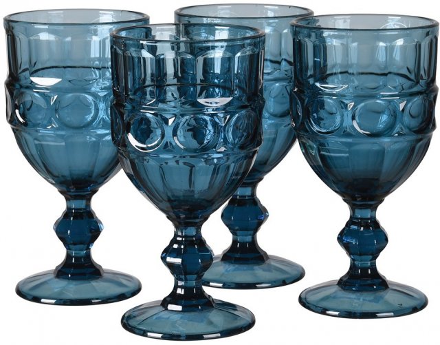 Blue Wine Goblets - Set of 4