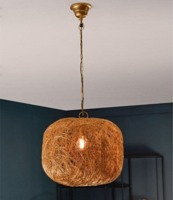 Libra Interiors Tova Gold Woven Wire Spherical Pendant