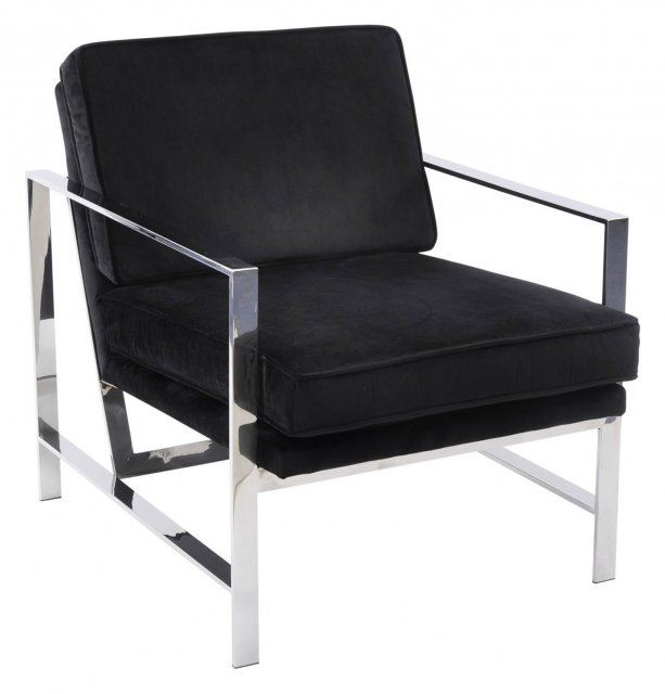 Caverly Club Chair In Black Velvet Fabric