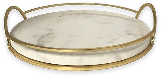 White Marble Tray with Gold Handle