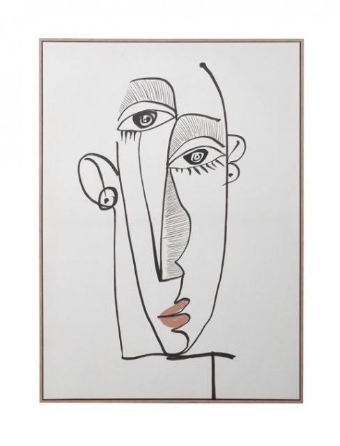 Abstract Face with Orange Lips Canvas