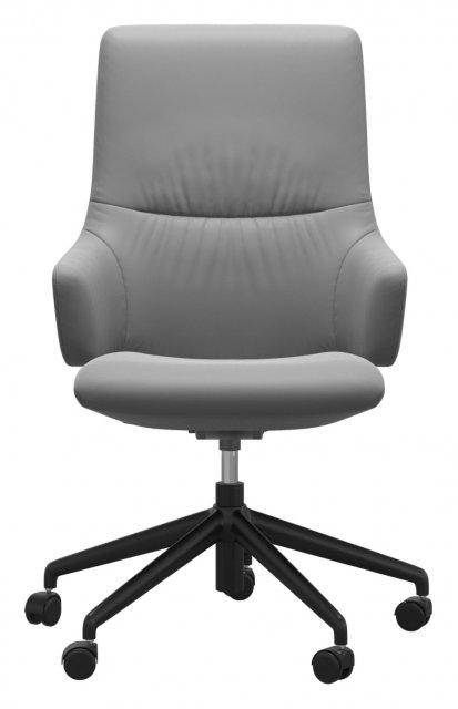 Stressless Stressless Mint High-Back Home Office Chair with Arms in Batick Wild Dove Leather & Matt Black