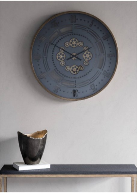 Libra Interiors Brunel Industrial Round Wall Clock In Grey/Gold Finish