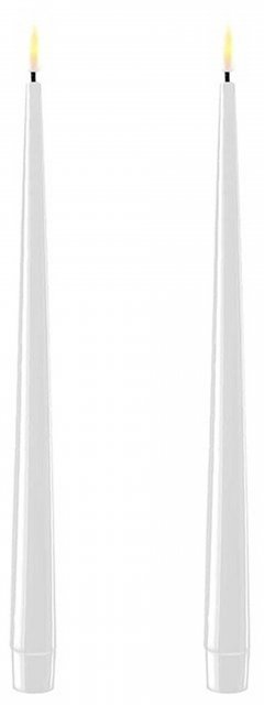 Deluxe Homeart LED Candles Dansk White Real Flame™ LED Pair of Wax Taper Dinner Candles