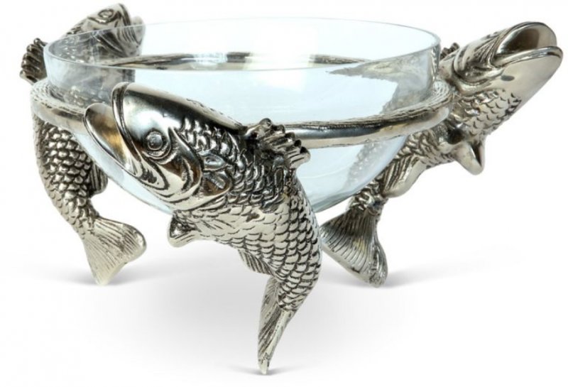 Three Leaping Fish Glass Bowl