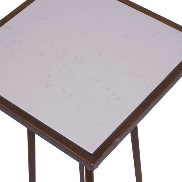 Hera Copper Frame Ceramic Top Side Table