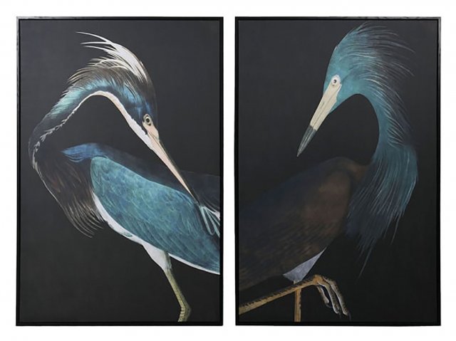 'Poised in Blue' Pair of Framed Canvas Pictures