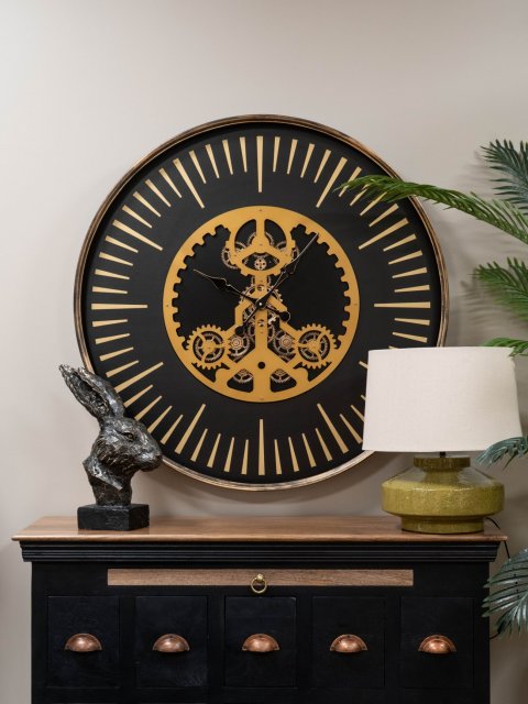 Libra Interiors Millennium Wall Clock with Centre Moving Cogs
