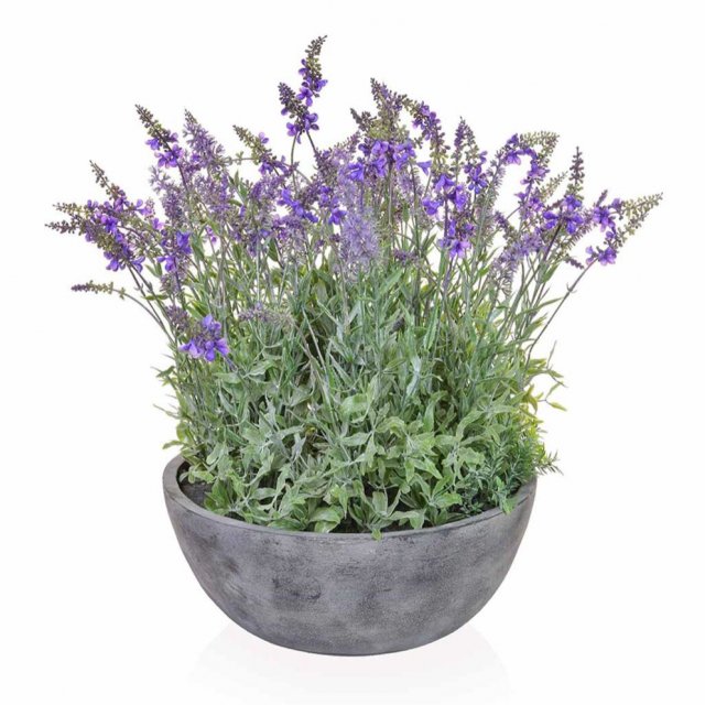 Artificial Lavender Plant In Grey Bowl 38 x 50cm