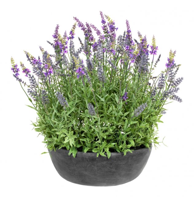 Artificial Lavender Plant In Slate Grey Bowl 60cm