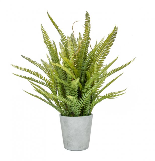Artificial Fern Plant In Stone Grey Pot
