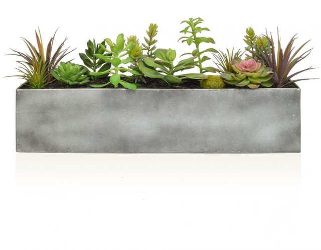 Artificial Succulent Mix Plants In Steel Trough
