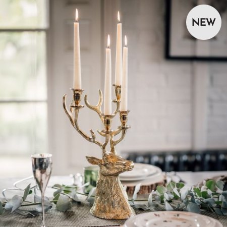 Gold Stag Taper Candle Holder