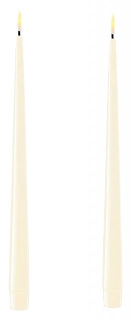 Deluxe Homeart LED Candles Dansk Cream Real Flame™ LED Pair of Wax Taper Dinner Candles
