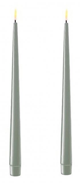 Deluxe Homeart LED Candles Dansk Sage Green Real Flame™ LED Pair of Wax Taper Dinner Candles