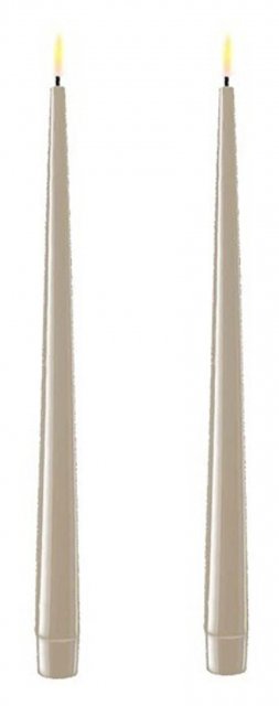 Deluxe Homeart LED Candles Dansk Sand Real Flame™ LED Pair of Wax Taper Dinner Candles