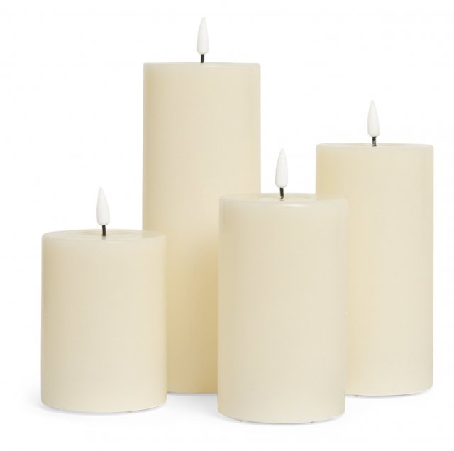 Deluxe Homeart LED Candles Dansk Cream Real Flame™ Set of 4 LED Wax Candles & Remote Control, in a Gift Box