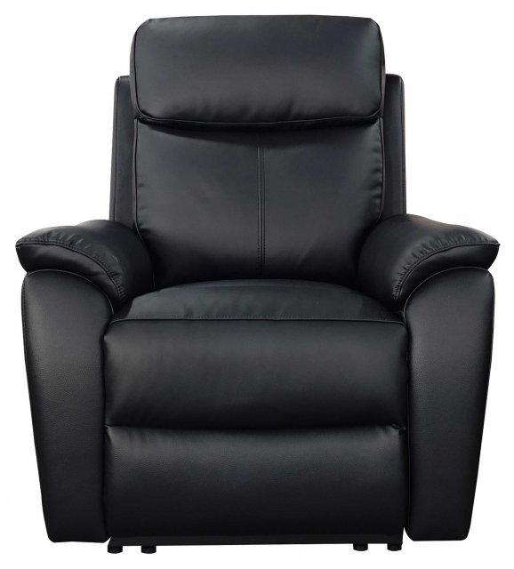 Power Motion Montego Power Reclining Armchair In Black Leather with Skai Back