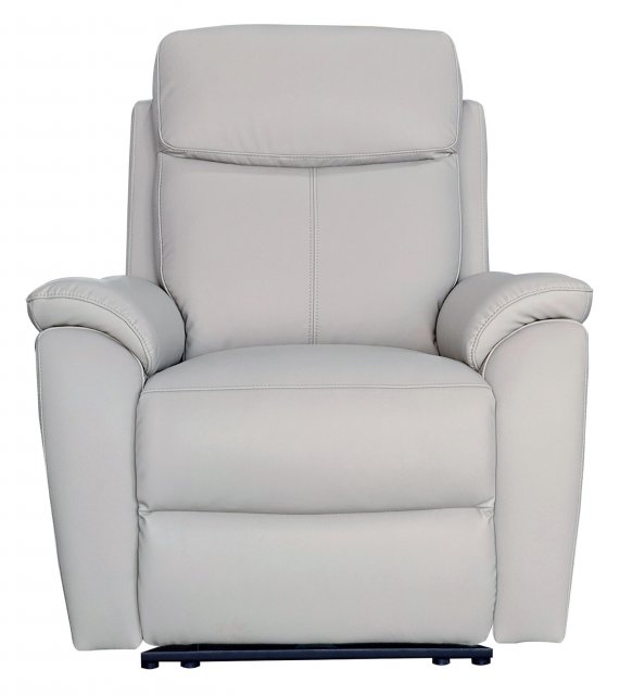 Power Motion Montego Power Reclining Armchair In Pewter Leather with Skai Back