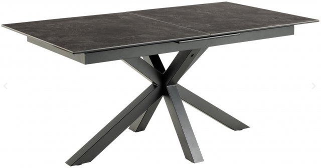 Moda Extending Black Ceramic Dining Set with 6 Ontario Grey PU Chairs