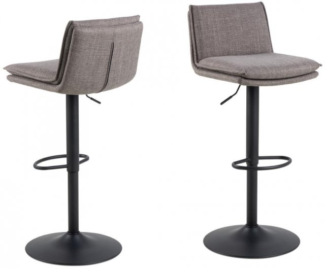 Flynn Bar Stool Black Frame Seat Grey-Brown