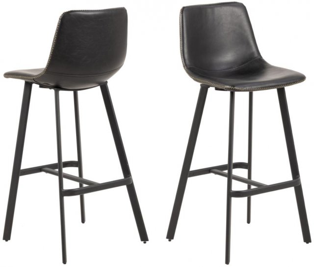Oregon Bar Stool Vintage In Black Faux Leather
