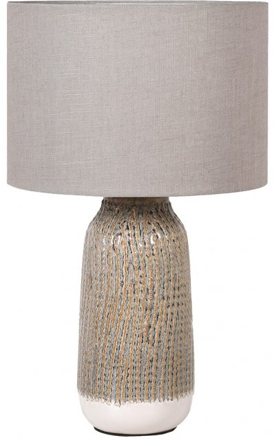 Stripe Effect Table Lamp with Linen Shade