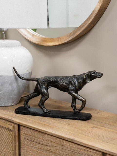 Libra Interiors Hunter Dog Sculpture - Antique Bronze Finish