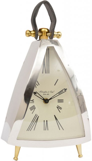 Libra Interiors Curved Front Large Mantel Clock with Leather Handle